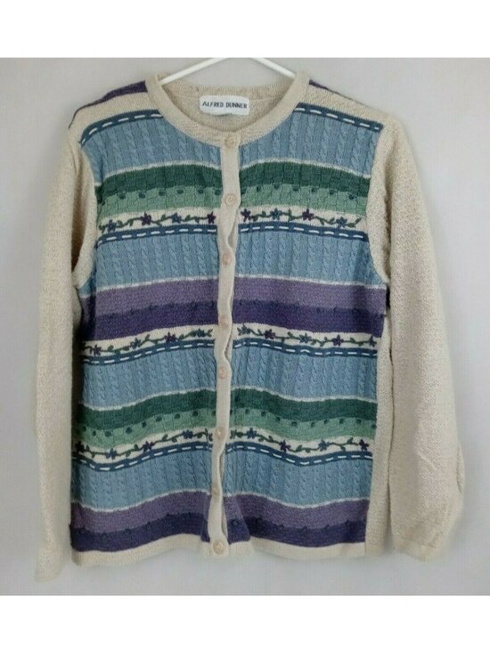 Alfred Dunner Sweaters - Alfred Dunner Women's Multi-Color Floral Cardigan Sweater Size Medium